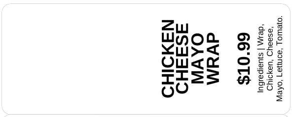 Sandwich label preview — the printed sticker text